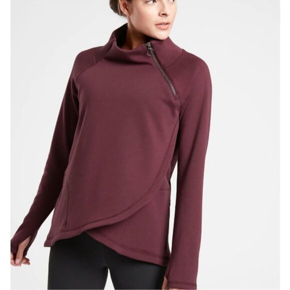 Athleta Decadent Chocolate Cozy Karma Asym Pullover size Small - Picture 2 of 16